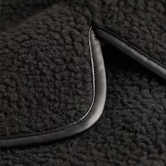 NWT Black Shearling & Leather Jacket sheep coat superdown anja bomber l’academie - Picture 7 of 10